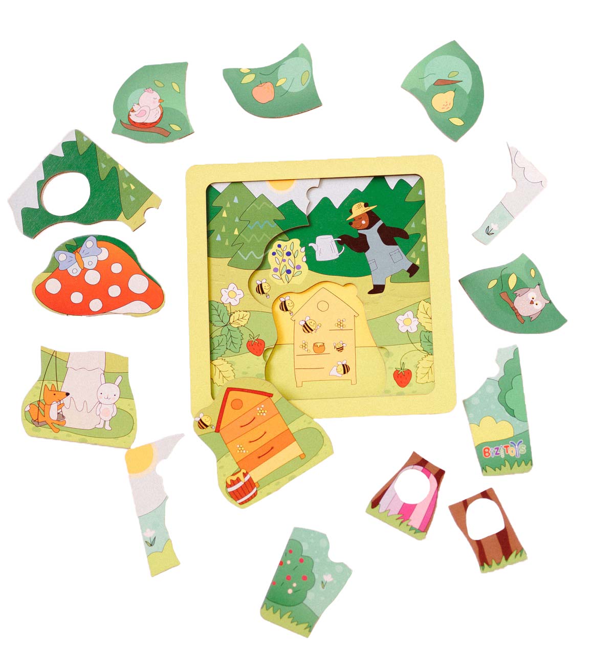 Wooden Toddler Puzzle 3-in-1