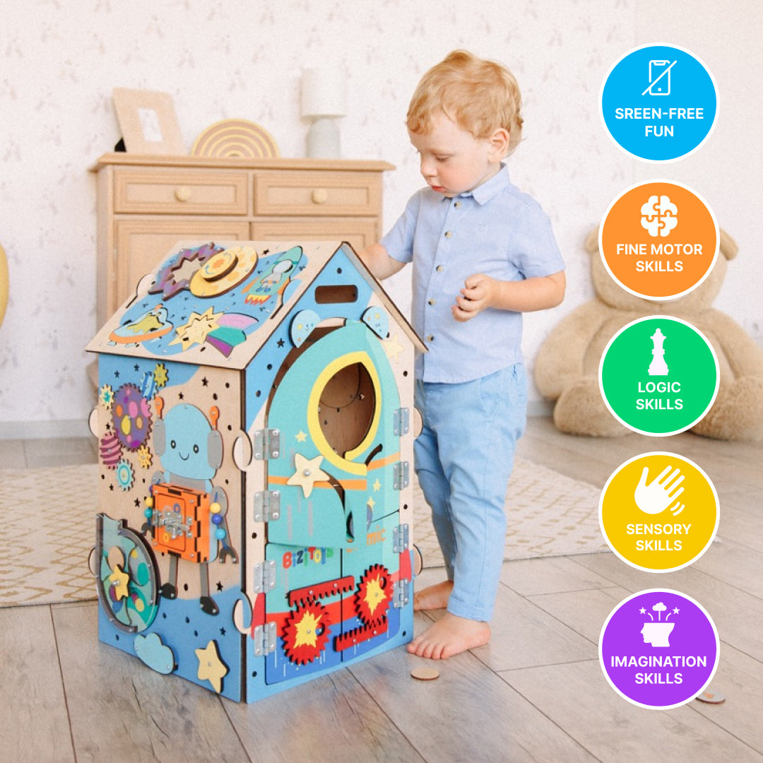 baby learning to stand with activity board