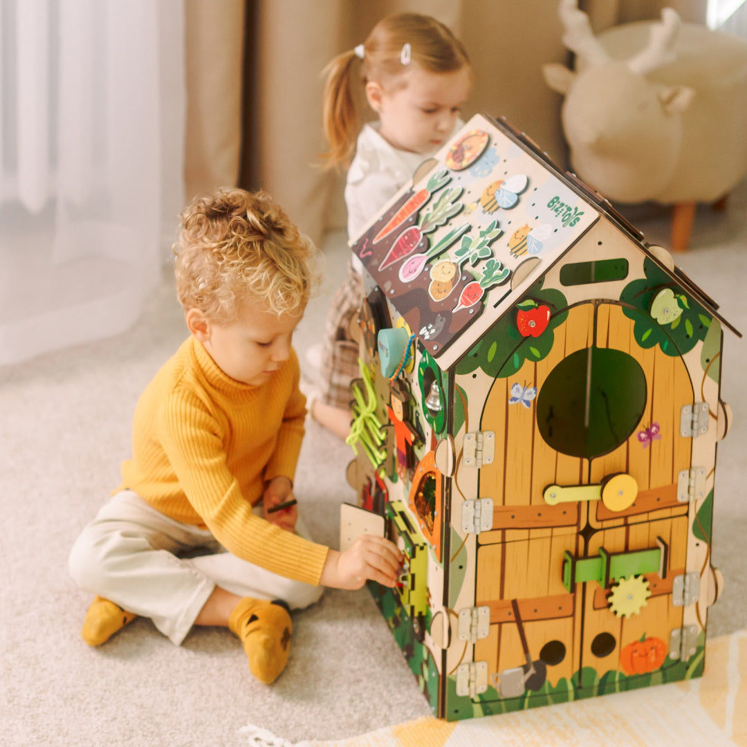 child opening animal doors