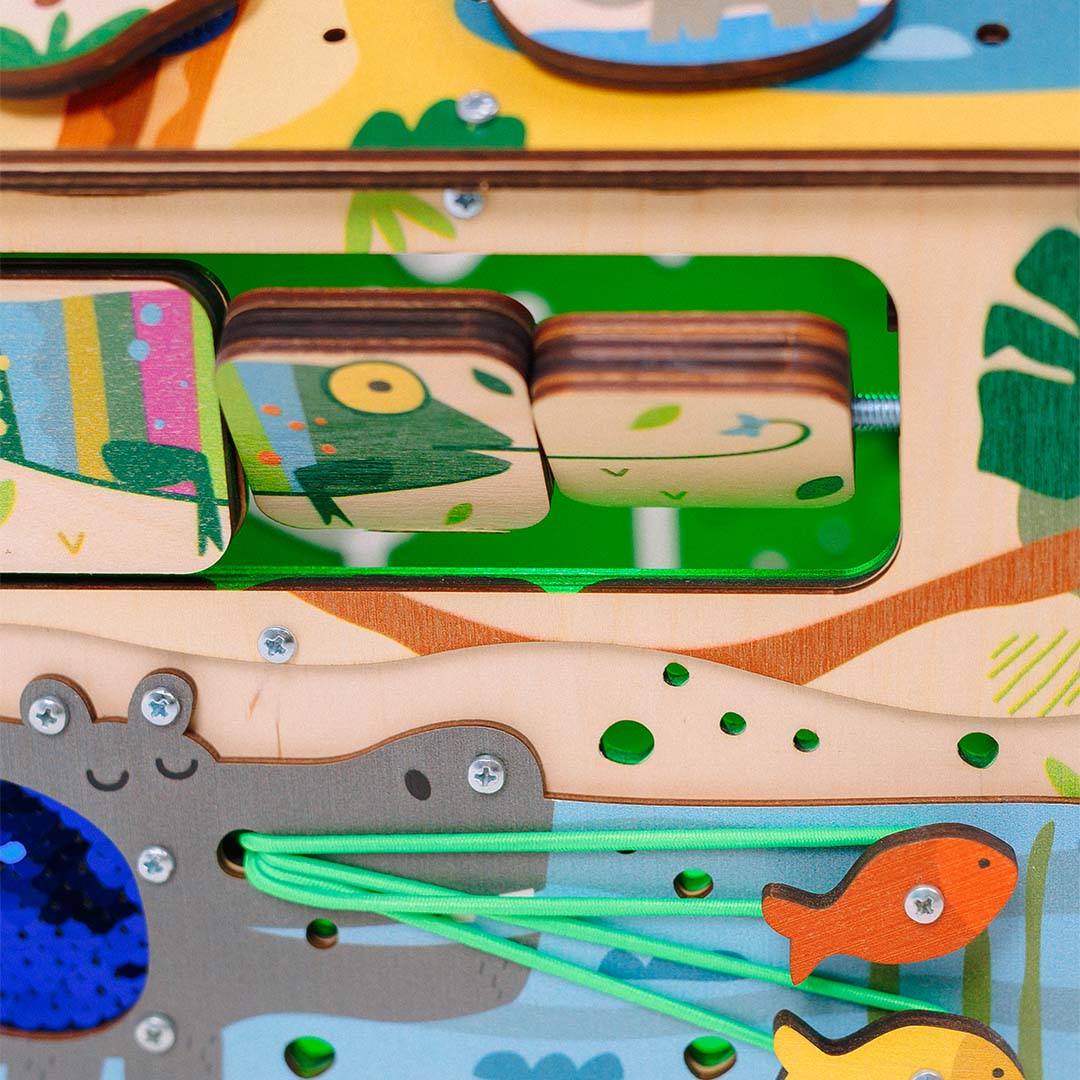 jungle themed busy cube for baby