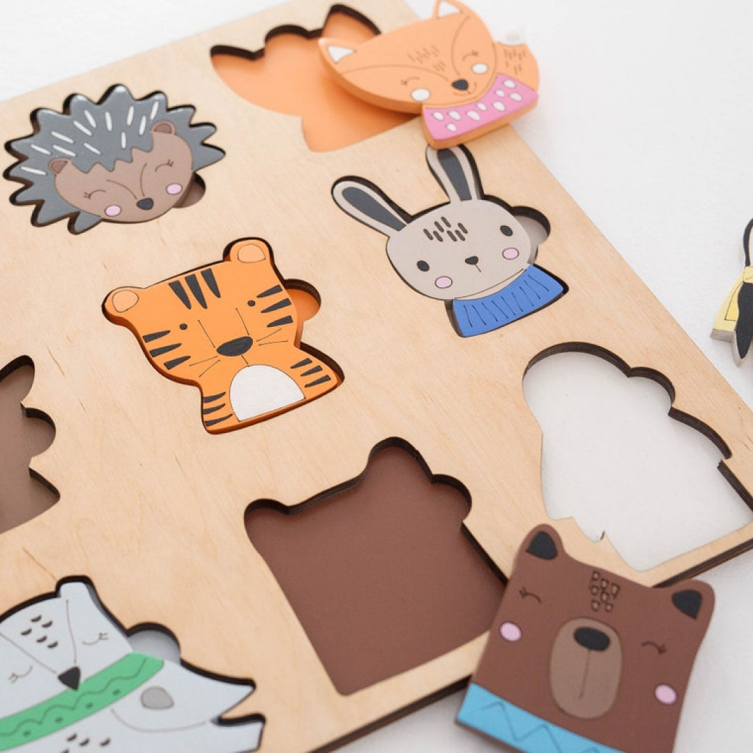 montessori animal puzzle with forest friends