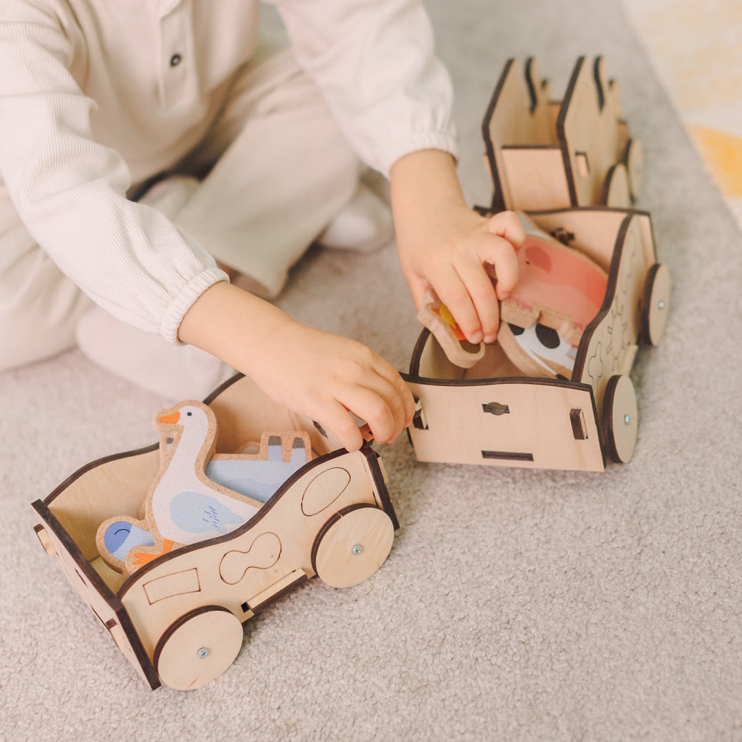 wooden board for pretend farm play