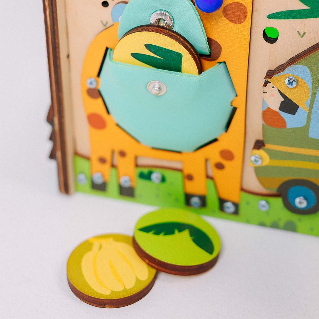 safari animals wooden cube toy