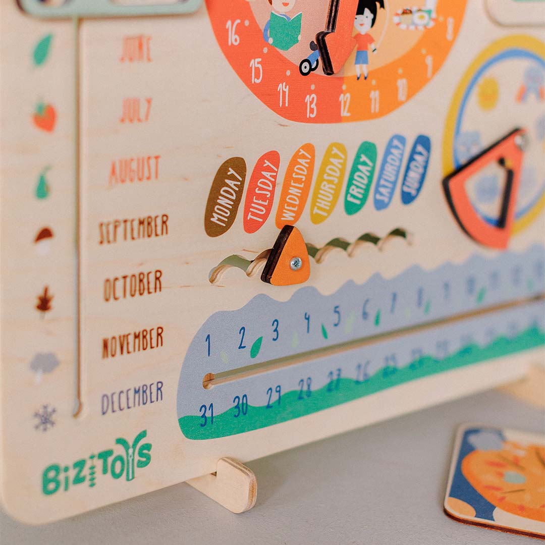 montessori shelf with calendar toy