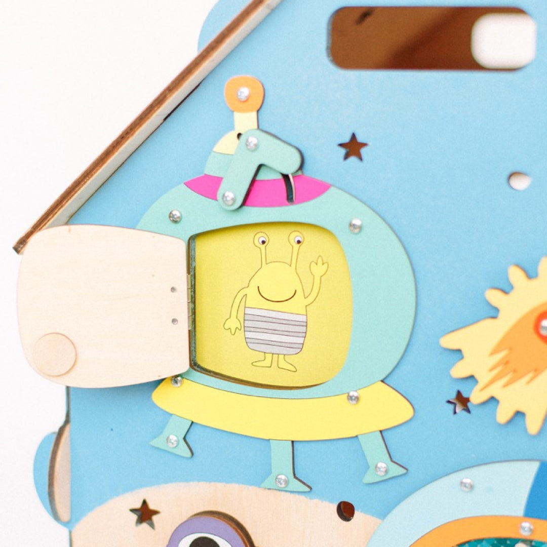space themed pretend play cube