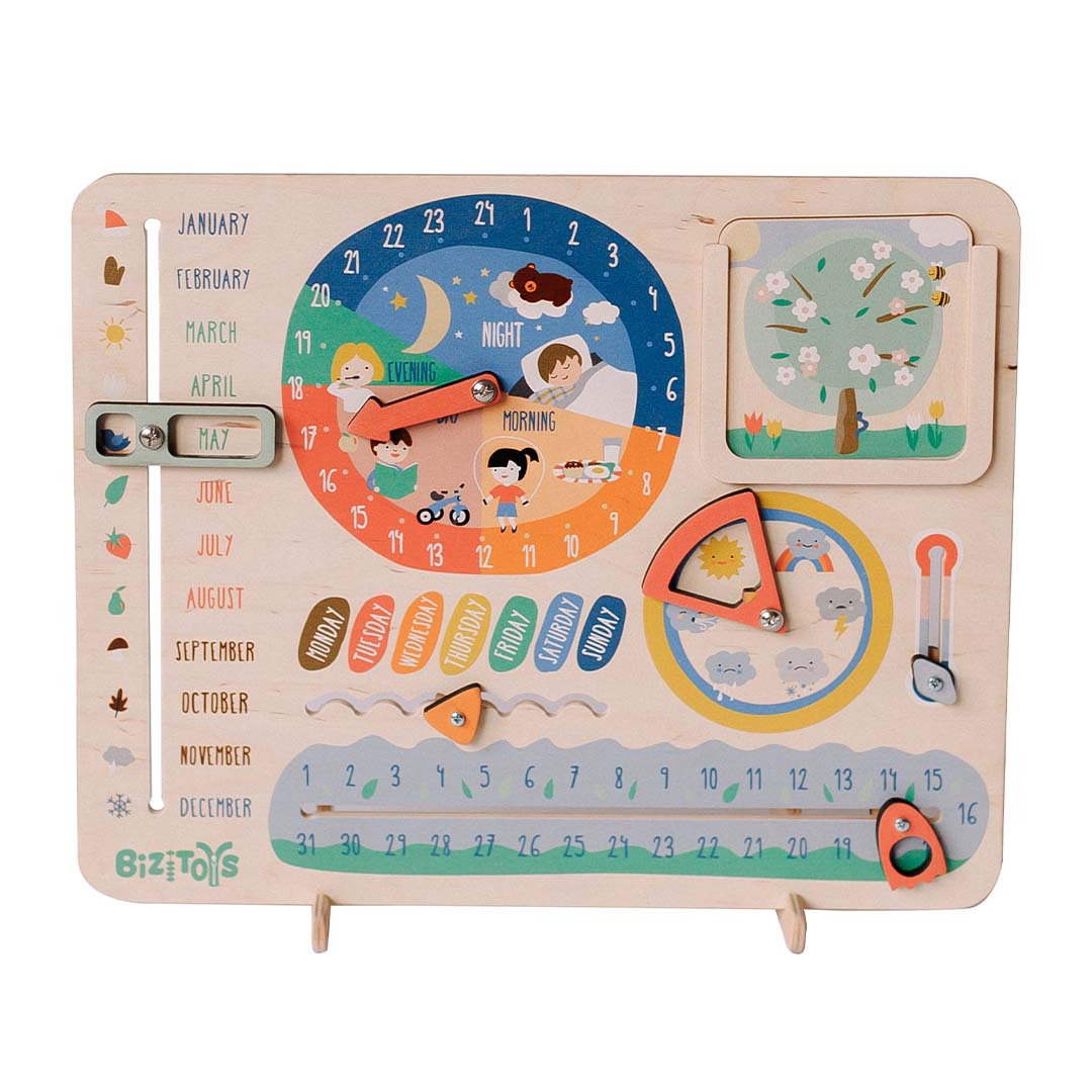 child using calendar to mark sunny day