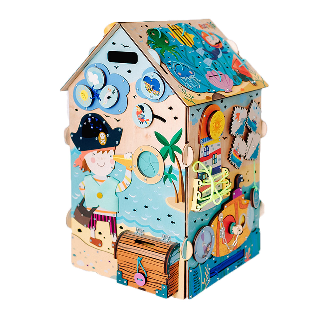 wooden busy board pirate for toddlers