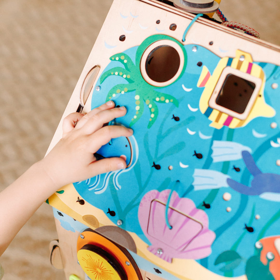 shape sorting roof on pirate busy board
