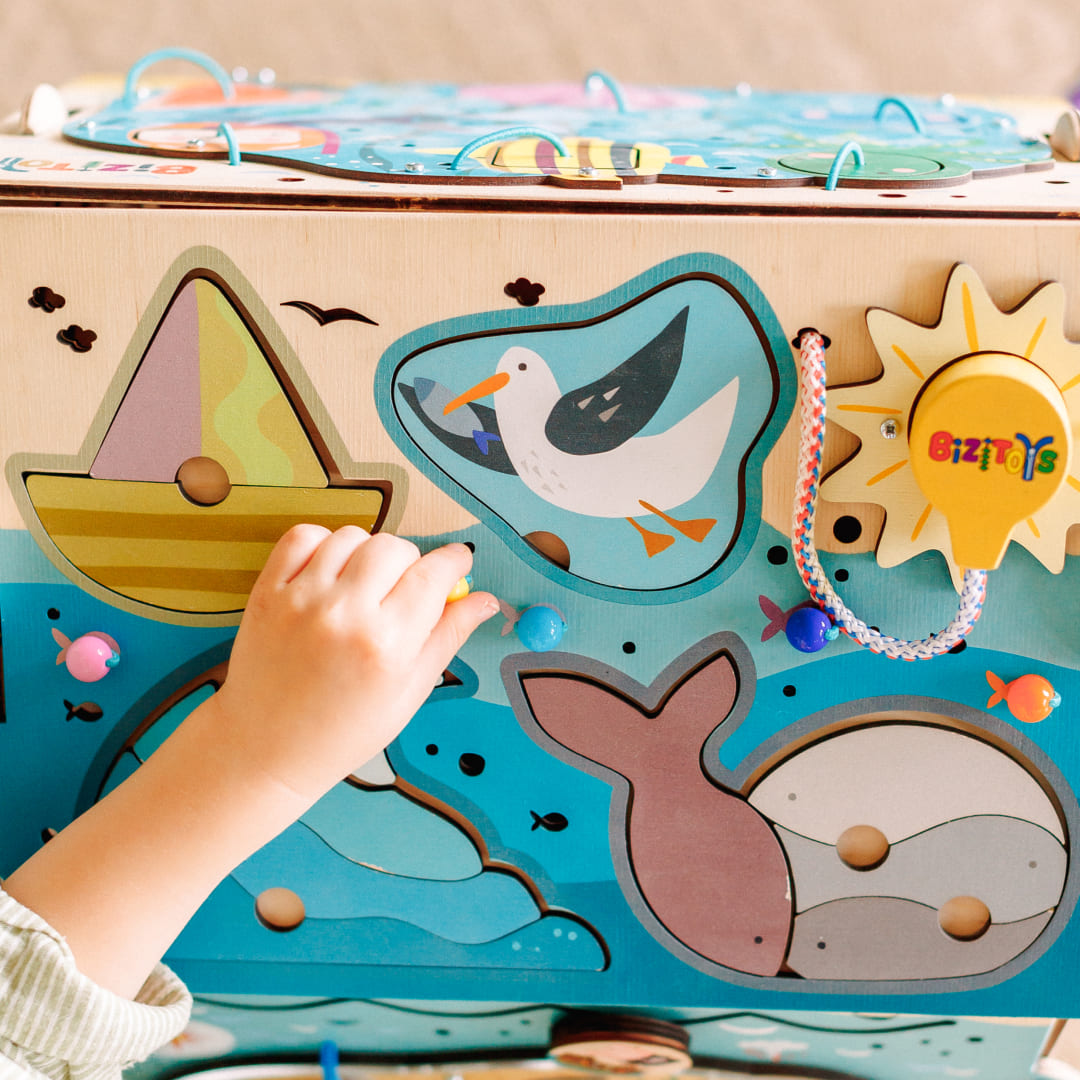 wooden sea creatures on pirate busy house
