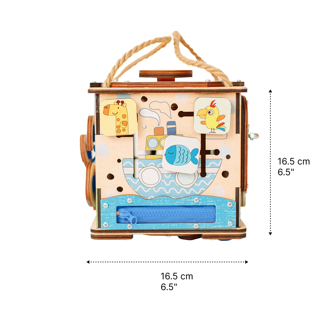 wooden activity cube size